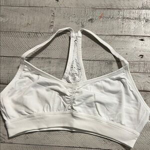 PINK Victoria's Secret White Racerback Sports Bra